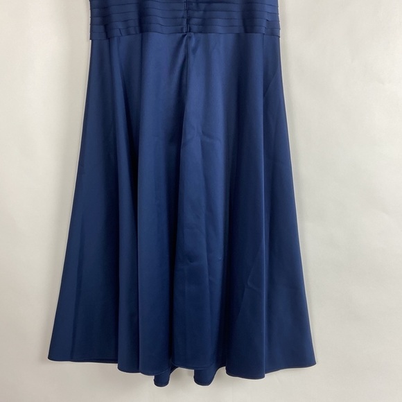 JS Collections Tiered Bandage Satin Fit Flare Spaghetti Strap Midi Dress - Picture 12 of 16